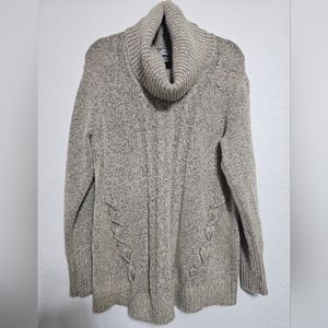 Absolutely Famous 1X Tan /taupe cowl neck knit sweater